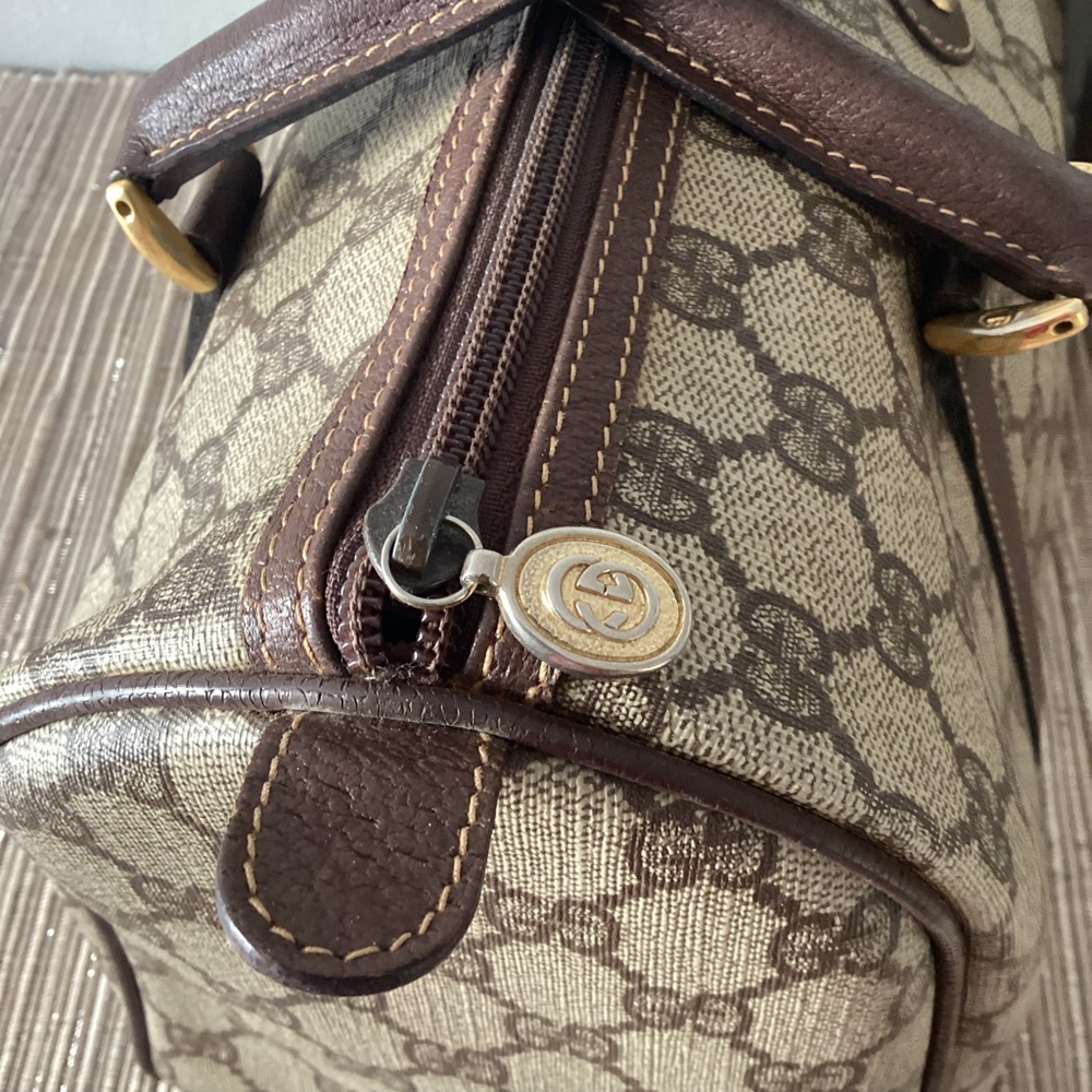 VTG GUCCI Brown GG Monogram Satchel Handbag With Dustbag! - Picture 6 of 12